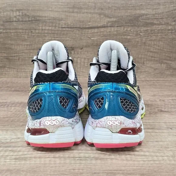 Asics Gel Kayano 19 Women's Size 9.5 Blue Black White Running Shoes (T392N) - Picture 4 of 9